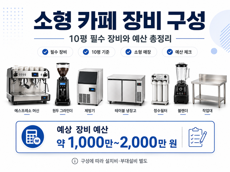 소형 카페 장비 구성: 10평 필수 장비와 예산 총정리