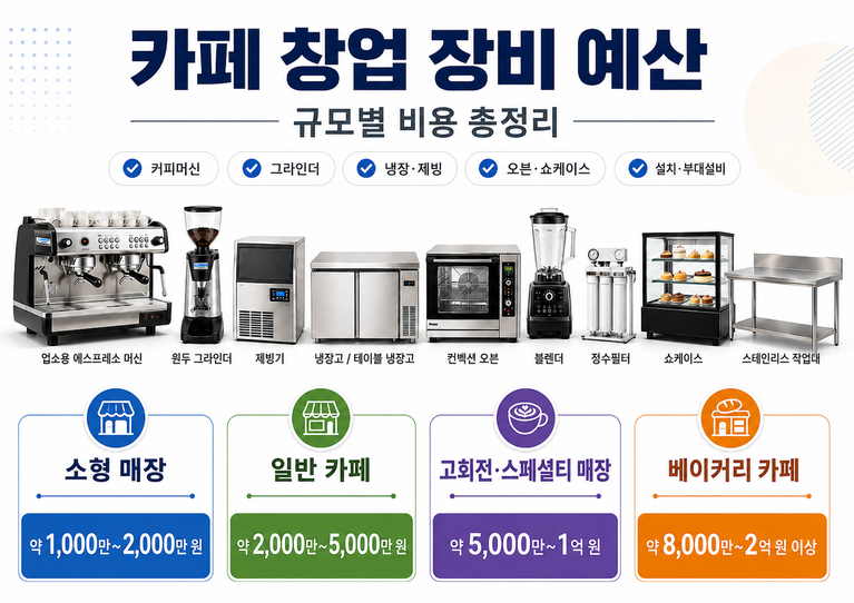 카페 창업 장비 예산은 얼마? 규모별 비용 총정리 (카페장비 업계 10년 실무)
